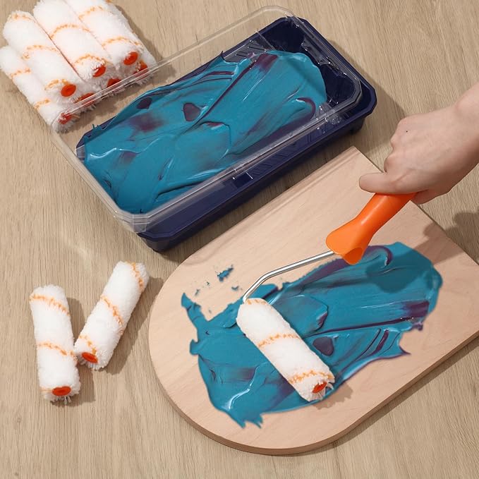 Qilery 32 Pcs Paint Roller Tray Kit 4 Inch Small Paint Roller Includes 20 Pcs - Image 5
