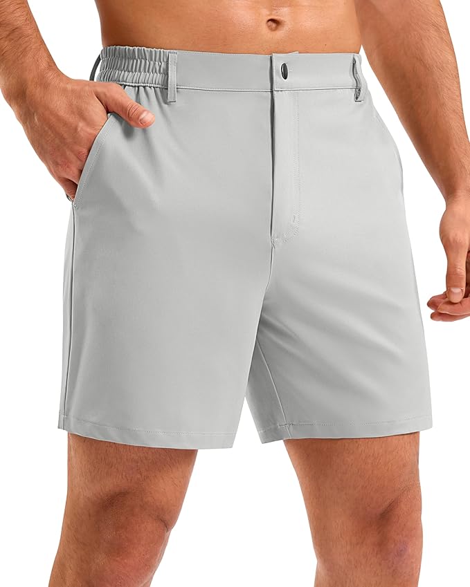 Pudolla Men's Casual Shorts 7"/9"/5" Lightweight Golf Shorts with 3 Pockets Stretch Quick Dry Comfy Work Shorts