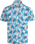 HUURAY Funny Golf Polos for Men Funny Print Short Sleeve Shirts Quick Dry Polo Shirts Hawaiian Shirt Performance Golf Outfits