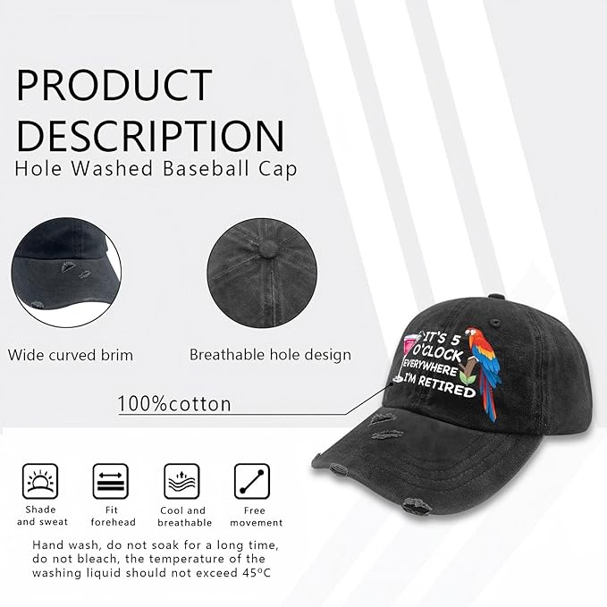 Jimmy Music Buffett Accessories Hats Its 5 Oclock Some Where Baseball Cap Mom Hat Pigment Black Womens Bucket