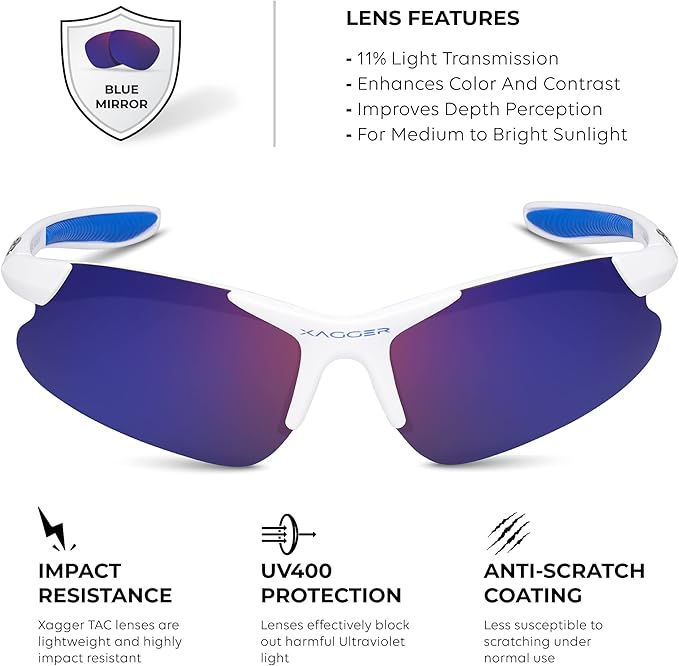 Xagger Kids Youth Polarized Sports Sunglasses for Boys Girls Baseball Softball Glasses TR90 Frame