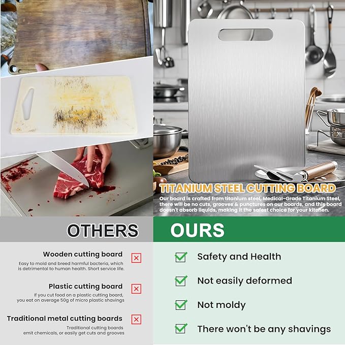 2 Pack, 100% Pure Titanium Cutting Board - Image 2