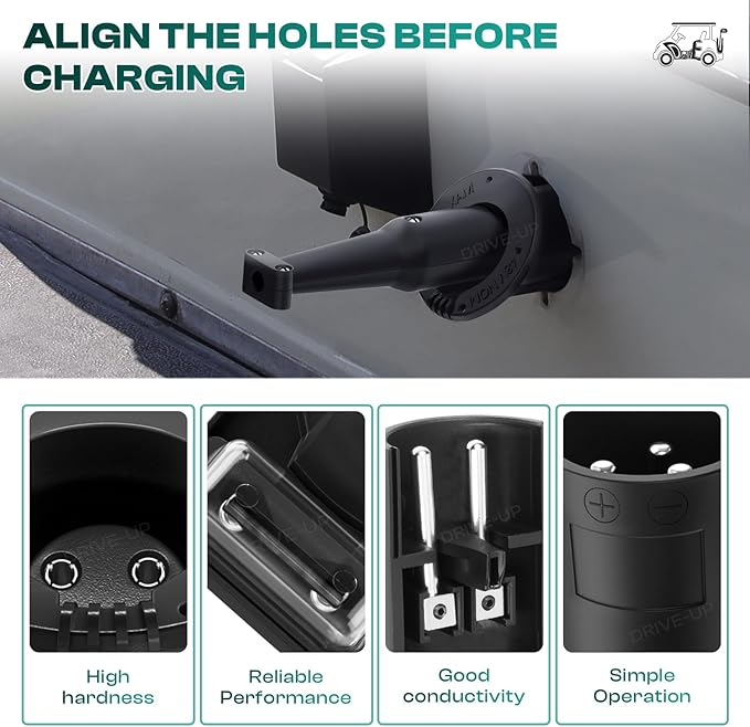 DRIVE UP 48V Club Car Charger Receptacle Charger Plug for Club Car DS Modes, Golf Cart Charging Port with Cord and Club Car Plug OEM 101828901 101802101