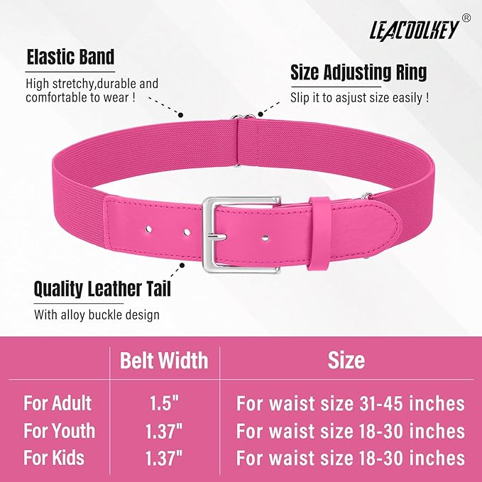 LEACOOLKEY Baseball Belt and Socks Combo Set Adjustable Softball Socks and Elastic Belt for Youth and Adult