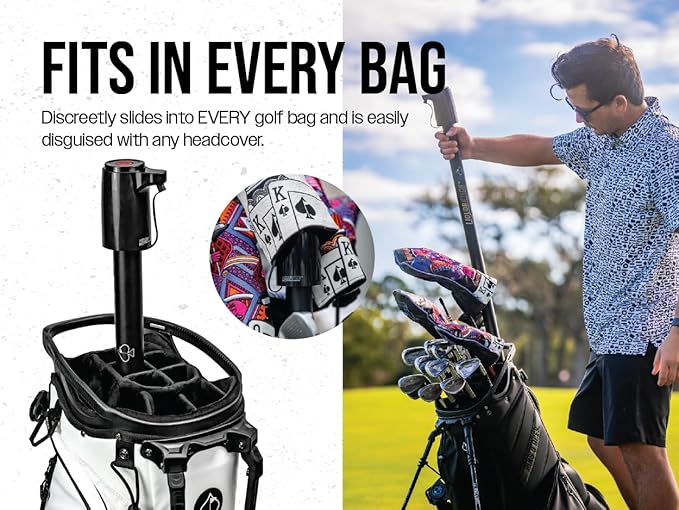 Pins & Aces Golf LiquorStick 3.0 - Electric Drink Dispenser, Rechargeable, Stainless Steel - Holds Up to 750ml - Keep Your Drink Cold Liquor Stick Fits in Every Golf Bag. New & Improved Design!