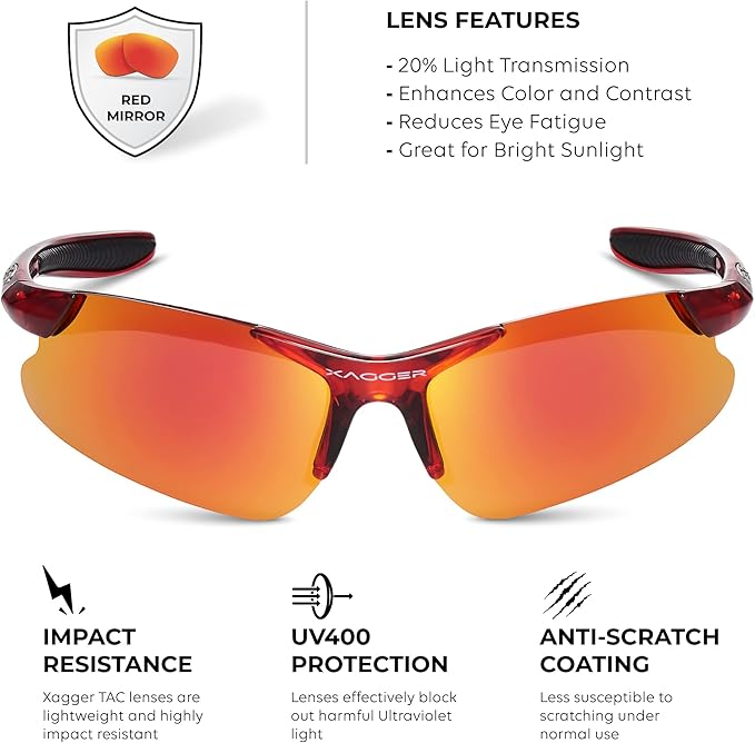 Xagger Kids Youth Polarized Sports Sunglasses for Boys Girls Baseball Softball Glasses TR90 Frame