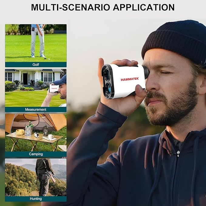 HANMATEK GR1200 Golf Rangefinder with Slope, Flag Lock & Vibration, 6.5X Magnification, 1200 Yards Range, Rechargeable Battery, Golf Distance Finder for Men and Women