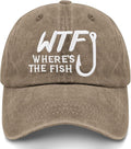 WTF Where's The Fish caps Funny Vintage Cotton Washed Baseball Caps Adjustable Low Profile Dad Hat