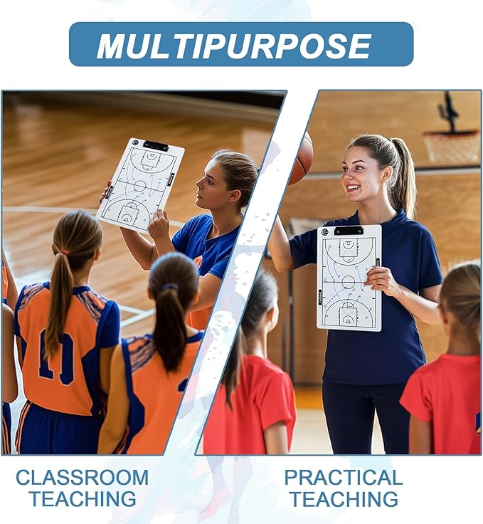 Basketball Coaching Board, 2026 Version Double-Sided Basketball Clipboard for Coaches, Dry Erase White Board for Coaches, Solid Coaching Marker Boards, Portable and Efficient