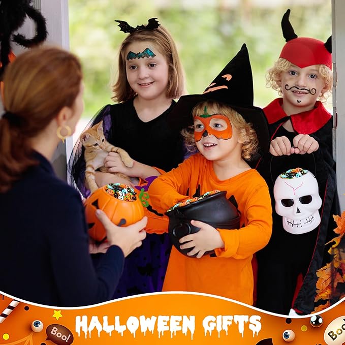 60 Pcs Halloween Mini Erasers for Kids, PLULON Goody Bag Fillers Pumpkin Black - Image 2