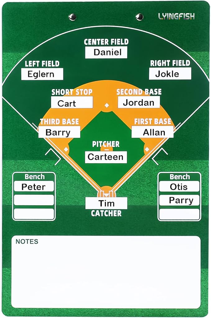 Dry Erase Coaches Clipboard， Reuse Baseball Dry Erase Coaching Board Double-Sided Baseball White Board for Coaches Writable and Erasable Coaching Board (Baseball)