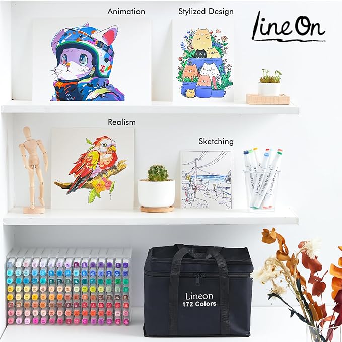 172 Colors Alcohol Based Dual Tip Art Markers, 171+1 Blender Permanent Marker - Image 5