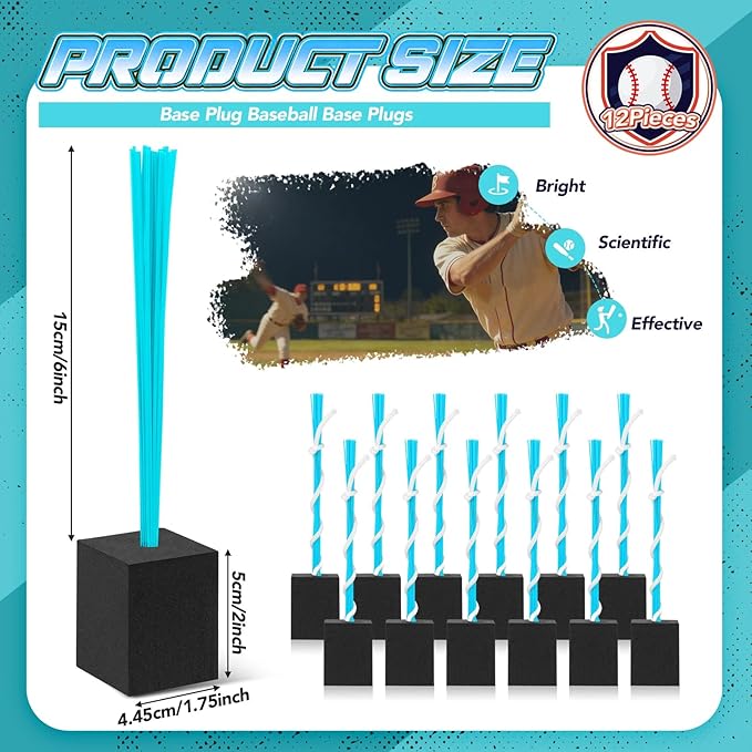Shappy 12 Pieces Baseball Base Plugs with Tassel Heavy Duty Anchor Plugs for Baseball Field and Softball Accessories