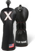 Golf Head Covers, US Flag Patriotism Golf Club Cover for Woods and Driver, Fairway, Hybrid - Premium Leather Golf Club Head Covers with Interchangeable Tags