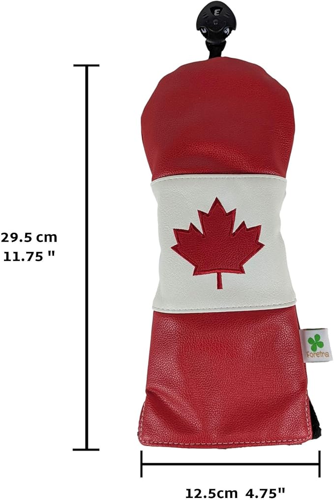 Foretra Driver Headcover Golf Club Covers Blade Mallet Putter Cover Alignment Stick Holder Hybrid Fairway Wood Head Cover Canada Flag Style Novelty Golf Accessories for Most Brands