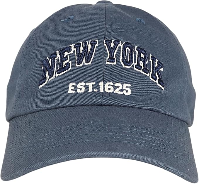 Elidan NY Dad Hat New York EST.1625 Cotton Cap, Adjust Buckle Strap, Unstructured Low-Profile NY Baseball Cap for Men & Women
