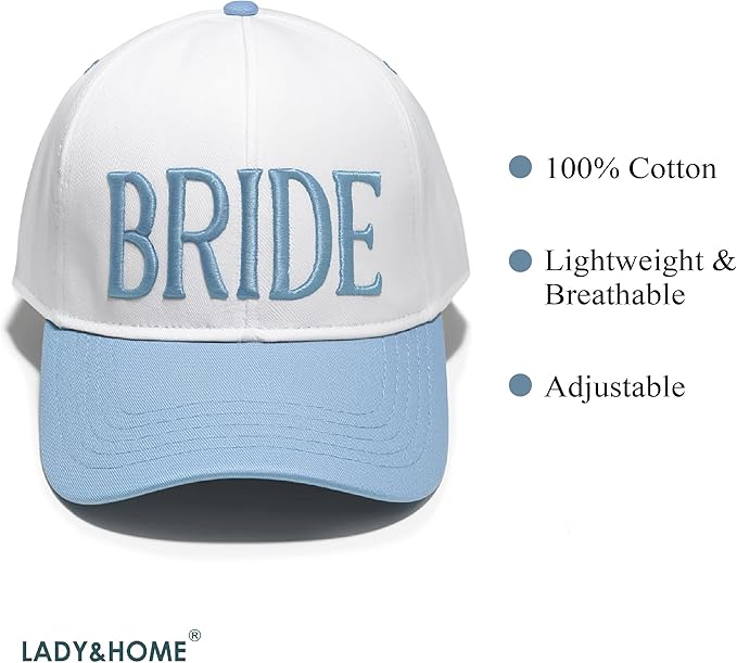 LADY&HOME Bride Baseball Hat,Bach Party Decorations,Bridal Shower Accessory,Bride to Be Gift,Bridesmaid Favor