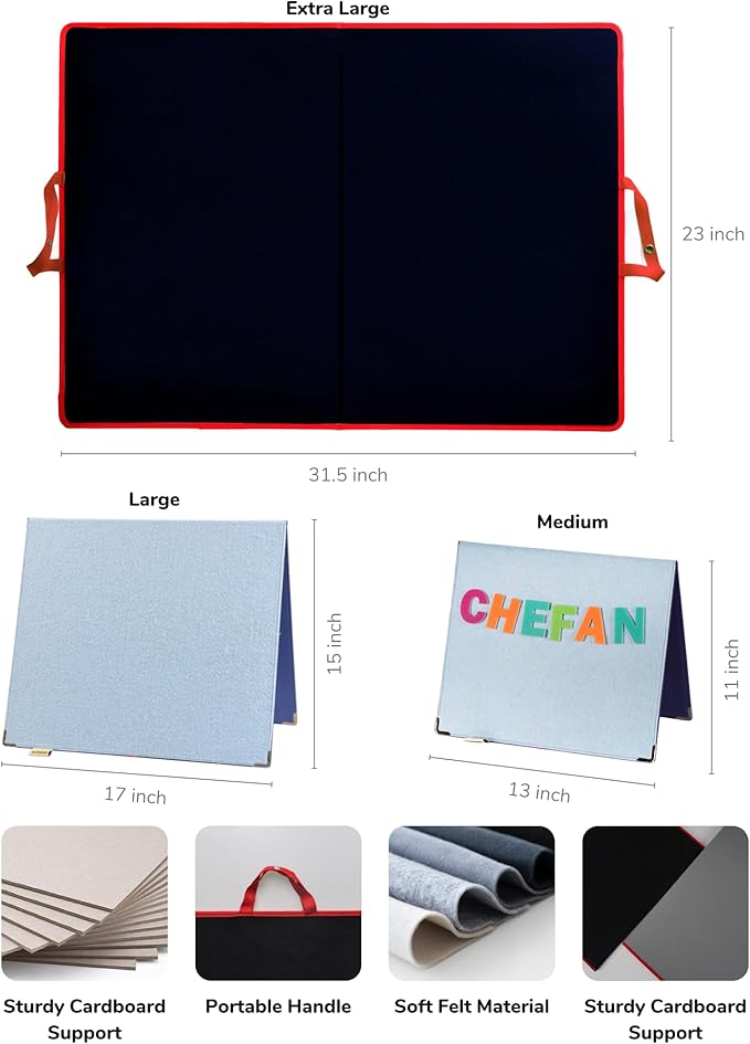CHEFAN Foldable Felt Board for Toddlers 22 x 13, Freestanding Flannel Board for - Image 4