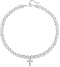 QINJIEJIE Baseball Necklace for Men Glitter Bling Rhinestone Beaded Collection Necklace for Women 16/18in Inspired Sports Jewelry Baseball Chain Cool Gifts for Baseball Players Team Lovers