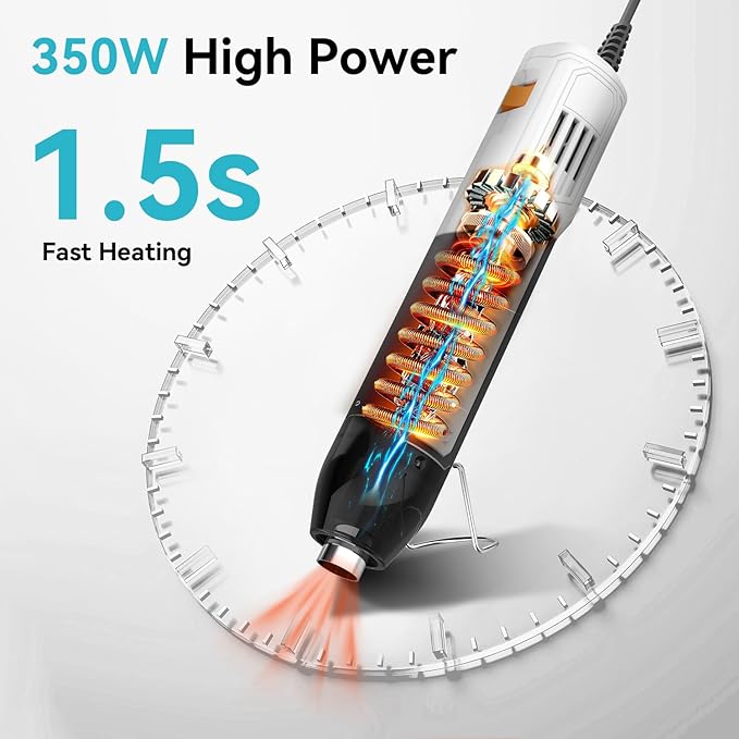 DELI Mini Heat Gun, 350W Dual Temp 500℉/842℉ - Image 3