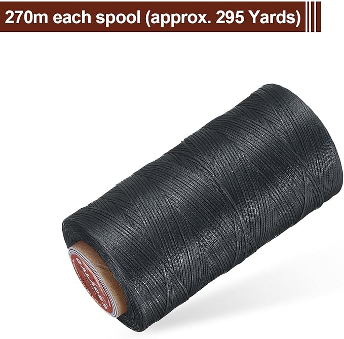 uxcell Flat Leather Sewing Waxed Thread, 270m / 295 Yards Polyester Wax String - Image 3