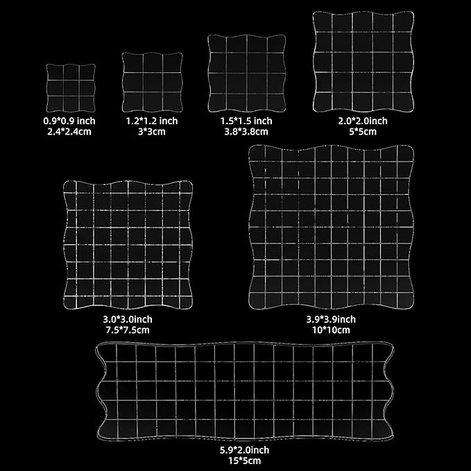 7 Pieces Clear Stamp Blocks, driew Clear Acrylic Stamping Blocks Tools Set - Image 3