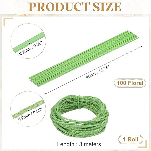 uxcell 100Pcs 2 Gauge Floral Wire, 15.75" Length Flower Stem Wires - Image 2