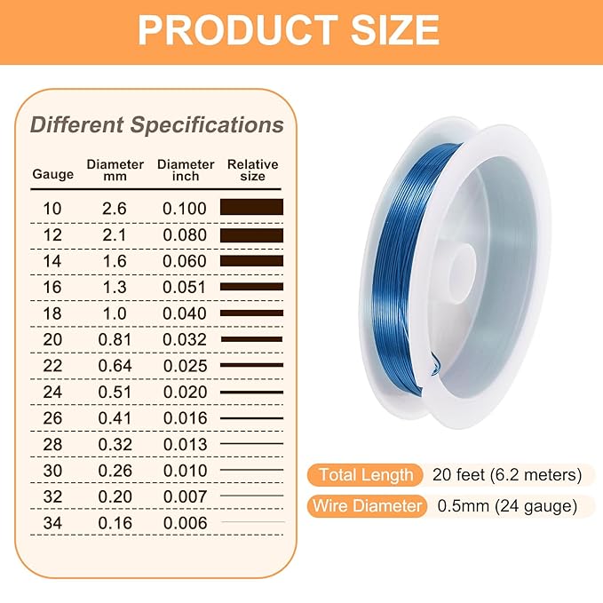 HARFINGTON 20ft Jewelry Wire, 24 Gauge Brass Craft Soft Metal Tarnish Resistant - Image 2
