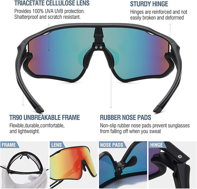 DUCO Kids Sunglasses Youth Baseball Sun Glasses Lightweight TR90 Frame UV400 Sports Cycling Shades for Boys Girls DK268