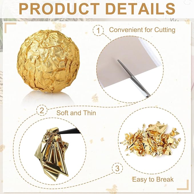 PATIKIL Gold Leaf Sheets for Art 3.7" x 3.4", Sky Blue - Image 3