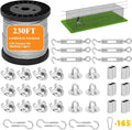 230FT Batting Cage Cable Kit for 55FT, 5mm Stainless Steel Batting Cage Netting Wire Tension Hanging Kit for DIY Baseball and Softball Hitting Tunnels