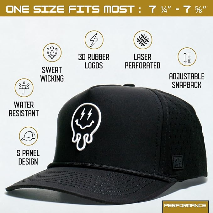 BRIMZ Outdoor Performance Hat - Water & Sweat Resistant Hats - Breathable & Moisture-Wicking Snapback