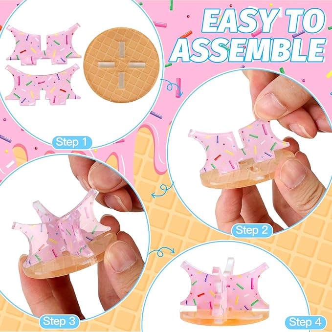 Ice Cream Baseball Holder for Balls - Novelty Baseball Display Stand for Souvenirs & Autographed Balls - Cute Desktop Baseball Case Decor for Boys Room & Kids Gifts, Single Ball Support