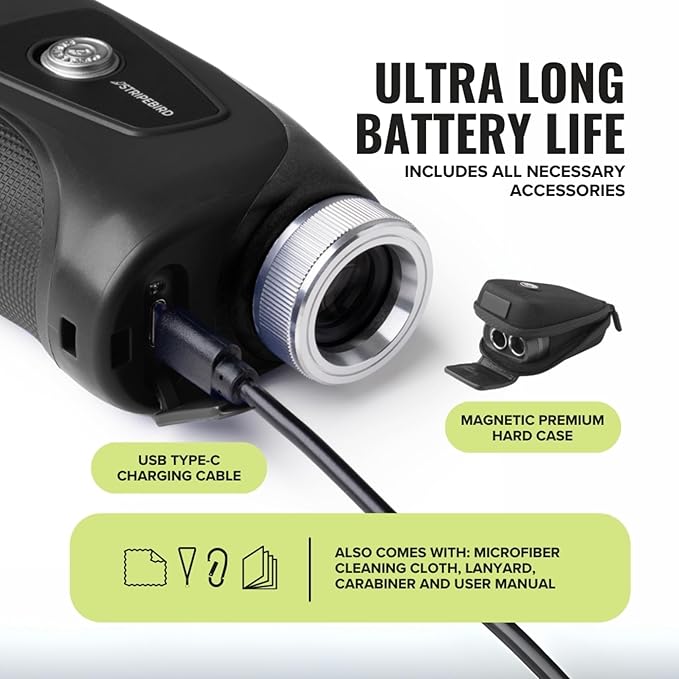 Pro Tour Golf Rangefinder with Slope - Range Finder Golf with Ultra-Strength Magnet - Laser Rangefinder with Slope Technology & Flag Pole Lock Vibration - Golf Range Finder