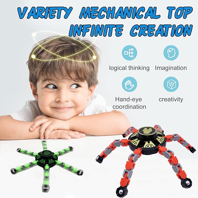 16Pack Fingertip Gyro Toy Mechanical Top DIY Deformation Robot Metal - Image 4