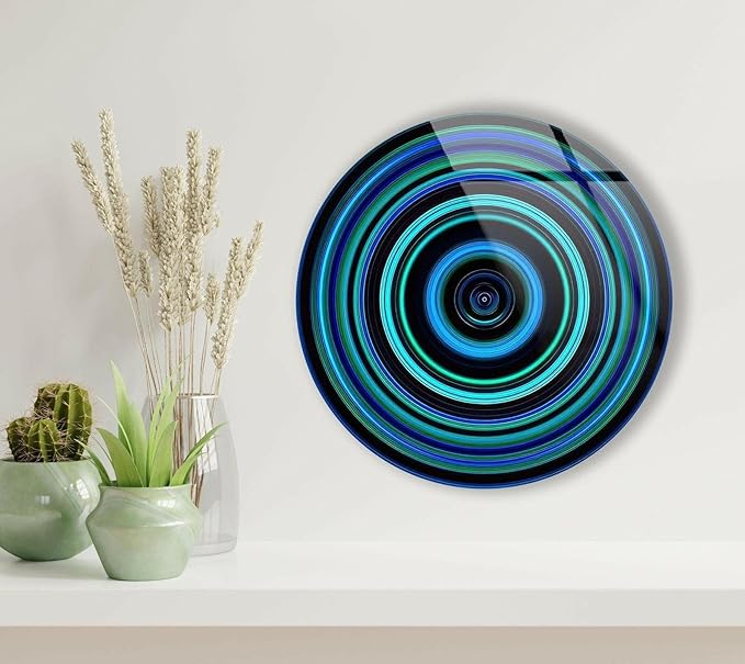 My Photostation.com 24'' Diameter Blue and Green Round Glass Wall Art Tempered by MyPhotostation