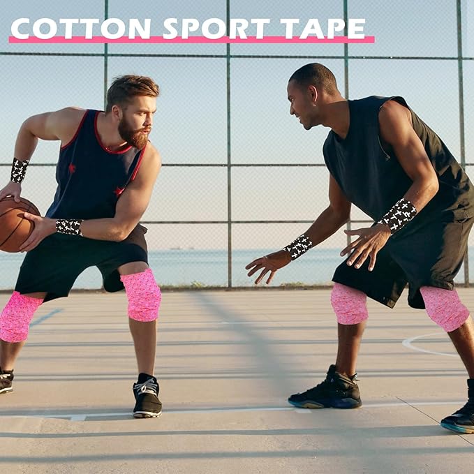 TrelaCo 1 Pcs Wrist Tape Baseball Cross Christian Athletic Tape 2in x 23ft Sports Wrap Cotton for Football Hockey Soccer Baseball Fingers Ankles Wrist Injury Wrap(Colorful Dots,Pink)