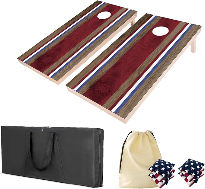 4×2FT Cornhole Board Set, Wooden Corn Hole Games by QZZIZ
