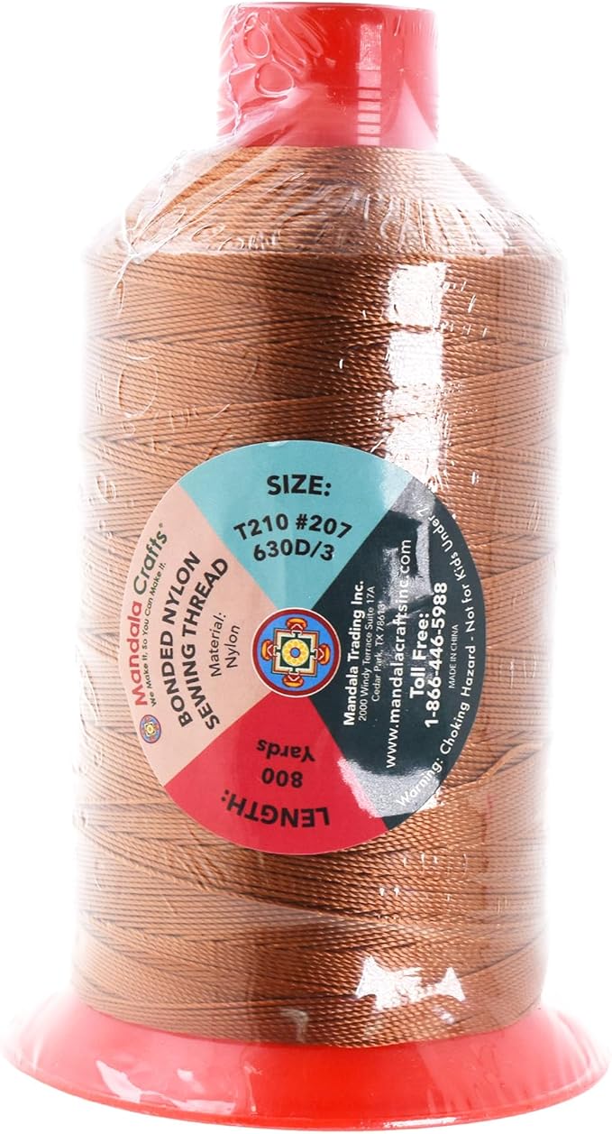 Mandala Crafts Bonded Nylon Thread Bourbon Brown Heavy Duty Sewing Threads - Image 3