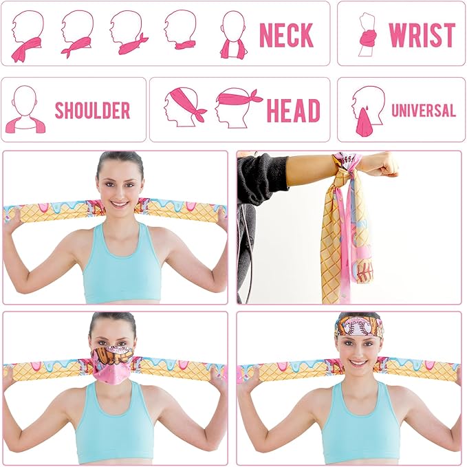 30Pcs Ice Cream Drip Baseball Cooling Towels for Neck and Face 40 x 12 Inch Sports Team Gifts Ice Towel for Gym Sweat Microfiber Breathable Chilly Bulk Neck Wraps for Athletes Camping Travel Outdoor