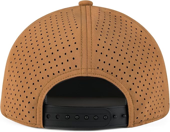 FEINION Men Flat Brim Adjustable Performance Hat Snapback Laser Perforated Baseball Cap