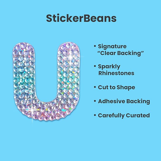 StickerBeans® Rhinestone Alphabet Letter Sticker U - Image 2