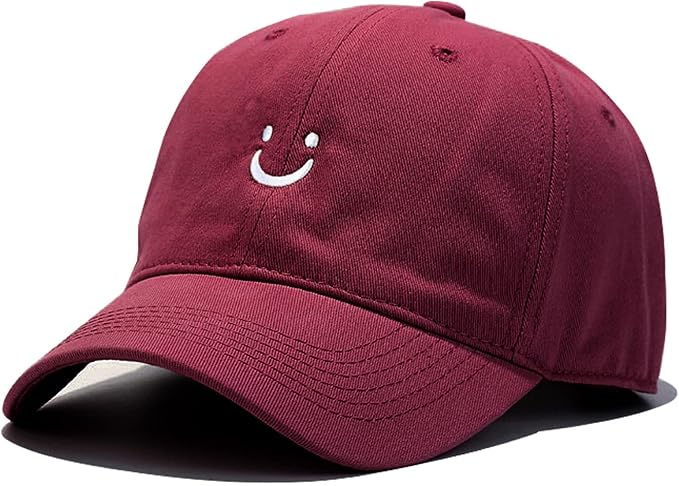 Umeepar Smile Face Baseball Cap for Women Men Adjustable Low Profile Unstructured Cotton Dad Hat