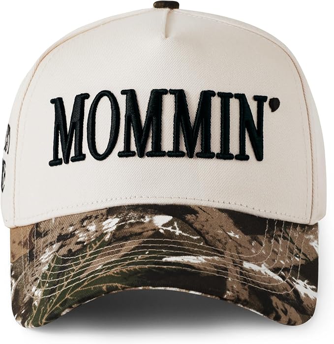 Mommin Trucker Hat, Mothers Day Gifts for Mom Wife, Vintage Two Tone Ponytail Baseball Cap, Adjustable Embroidered Hat
