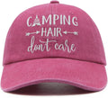 Waldeal Embroidered Camping Hair Don't Care Hat Adjustable Washed Baseball Cap for Women Men