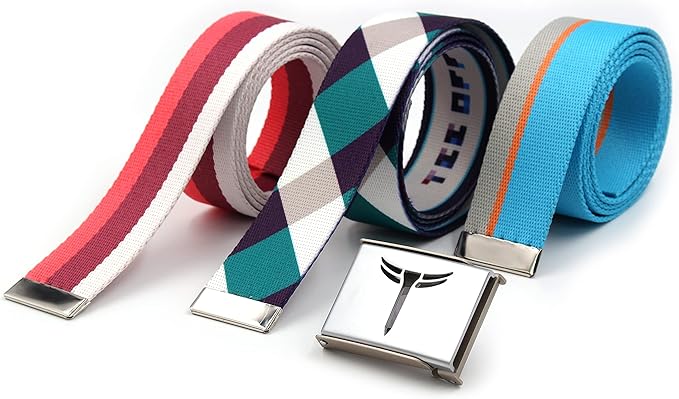 Teeoff 3 Pack Golf Web Belt Reversible Metal Buckle