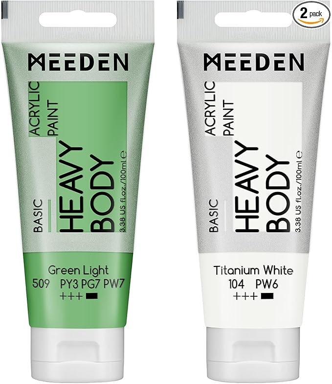 MEEDEN Acrylic Paint Green Light: 100ml/3.38oz Heavy Body Acrylic Paint Tube by MEEDEN