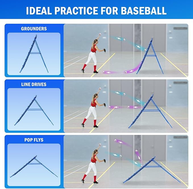 Volleyball Baseball Rebounder Net, Softball Rebounder Pitchback Net Quick Adjustments, Quick Adjustments Lacrosse Bounce Back Practice Equipment, Ideal for Outdoor Indoor and Backyard Training