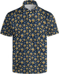 HUURAY Funny Golf Polos for Men Funny Print Short Sleeve Shirts Quick Dry Polo Shirts Hawaiian Shirt Performance Golf Outfits