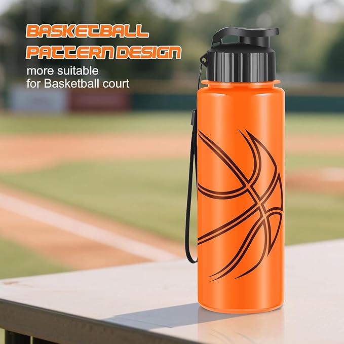 Olgaa 16 Pcs Basketball Water Bottle Bulk 20 oz Basketball Reusable Water Drink Bottles Sports Accessories for Party Favor Players Lovers Team Gifts